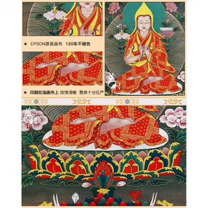 ODOROKU Tsongkhapa Embroidered Fabric Buddha Mounted Tibetan Thangka 宗喀巴大师唐卡 - ODOROKU