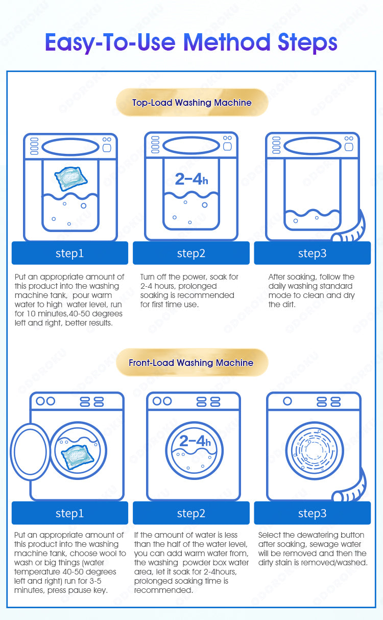ODOROKU Washing Machine Cleaning Capsule 30g x 4 Washing Machine Cleaner Antibacterial Rate 99% Active Oxygen Decontamination, Reduce Musty Smell Clean Laundry - ODOROKU