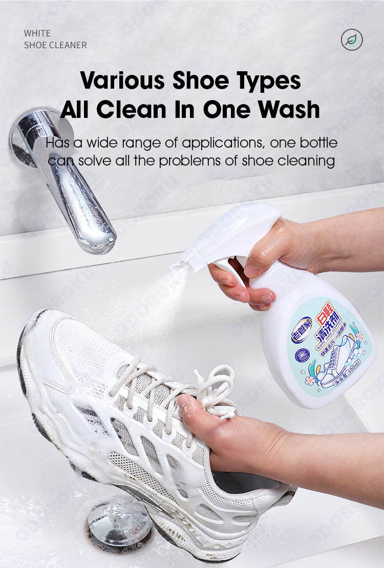 ODOROKU White Shoes Cleaner Foam Sneaker Whitener 400ml Removes Stain Whiten Shoes Sport Shoe Whitener Sneaker Cleaner Waterproof Shoe Spray Removes Yellow Stain - ODOROKU
