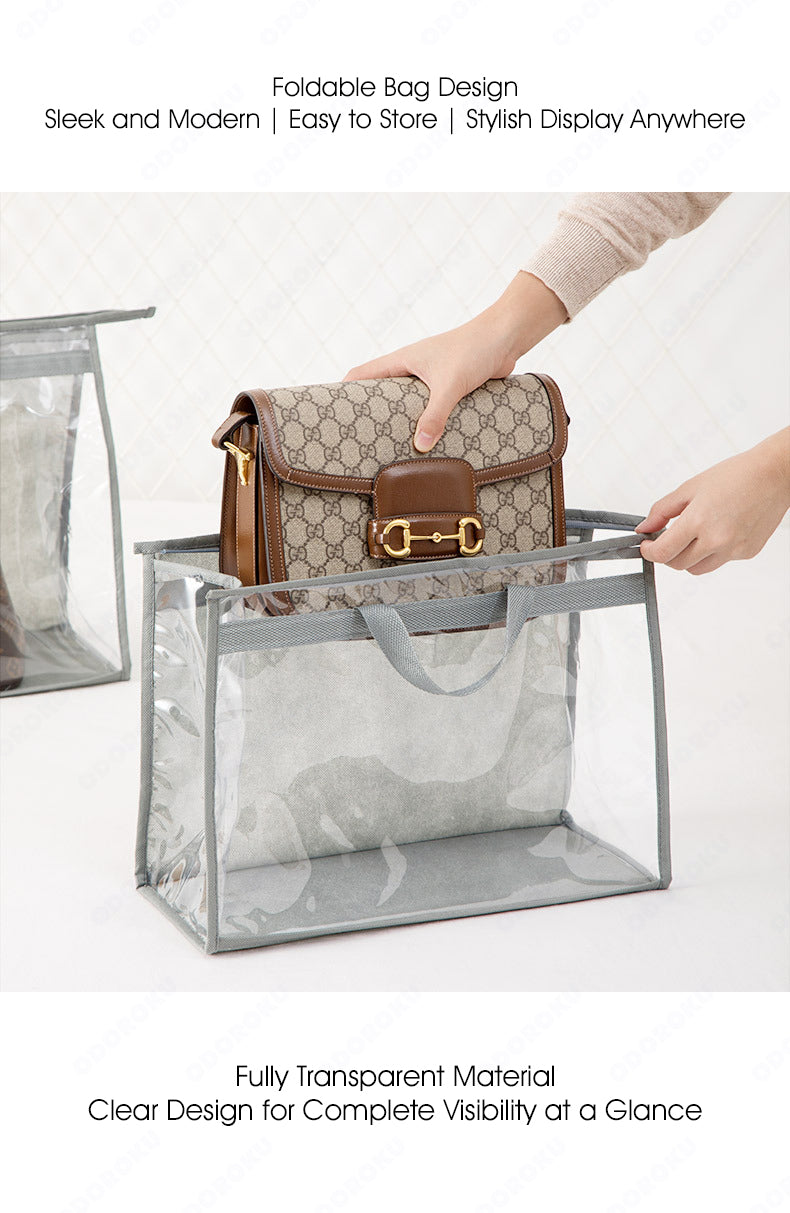 ODOROKU Dustproof Transparent Bag for Leather Bag Wallet Bag Storage Dustproof Bag Luxury Bag Branded Handbag Organizer Storage Bag Wardrobe Sealed Leather Protective Bag Grey