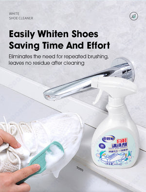 ODOROKU White Shoes Cleaner Foam Sneaker Whitener 400ml Removes Stain Whiten Shoes Sport Shoe Whitener Sneaker Cleaner Waterproof Shoe Spray Removes Yellow Stain - ODOROKU