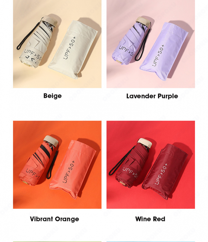 ODOROKU UV Protection Lightweight Mini Pocket Umbrella Ultra Light Windproof Folding Umbrellas Small Pocket Sunny Six-Folds Small Umbrella Capsule Foldable Umbrella - ODOROKU