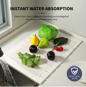 ODOROKU Rollable & Foldable Hard Diatomite Floor Mat Diatomaceous Earth Bath Mat Fast Absorbing Non-Slip Diatom Hard Bathroom Mat - ODOROKU