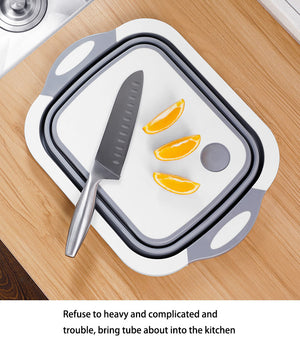 ODOROKU White Foldable Multifunction Chopping Board, Collapsible Cutting Board, Dish Tub Basin For Ingredient Washing - ODOROKU