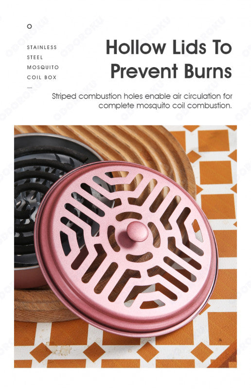 ODOROKU Stainless Steel Mosquito Coil Holder Mosquito Coil Incense Burner Incense Box Mosquito Coil Boxfor Outdoor use, Pool Side, Patio, Deck, Camping, Hiking, etc - ODOROKU