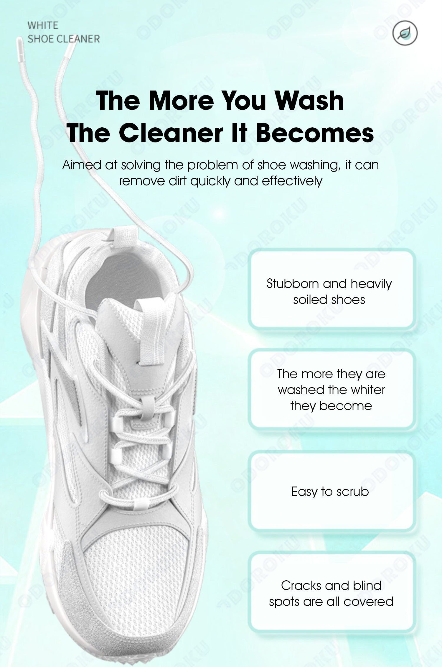 ODOROKU White Shoes Cleaner Foam Sneaker Whitener 400ml Removes Stain Whiten Shoes Sport Shoe Whitener Sneaker Cleaner Waterproof Shoe Spray Removes Yellow Stain - ODOROKU