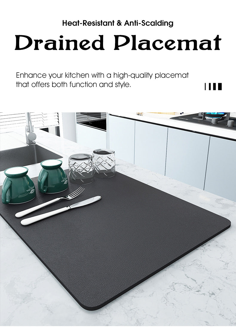 ODOROKU Soft Diatomite Adsorbent Kitchen Table Mats Drying Mat Waterproof Diatomite Mat Quick Drying Mat Anti Skid Wet Stain Fast Absorption Pad for Coffee Machine Table - ODOROKU