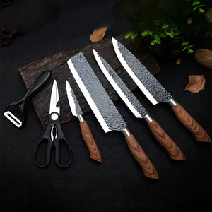 ODOROKU 6 Pieces Professional Kitchen Knives Set With Giftbox Stainless Steel Forged Kitchen Knife Set Sharp Chef Knife Set For Chef Cooking Paring Cutting Slicing - ODOROKU