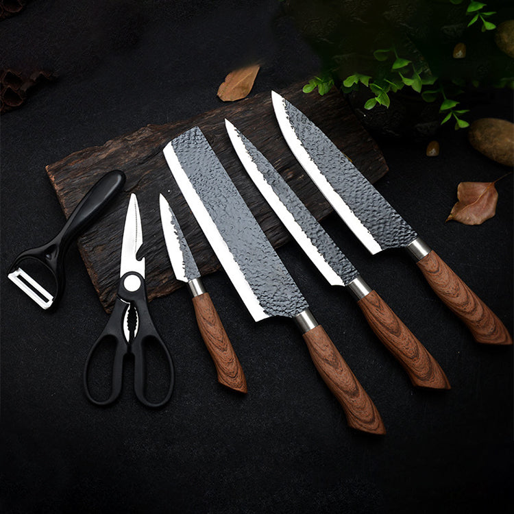 ODOROKU 6 Pieces Professional Kitchen Knives Set With Giftbox Stainless Steel Forged Kitchen Knife Set Sharp Chef Knife Set For Chef Cooking Paring Cutting Slicing - ODOROKU