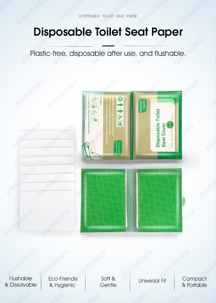 ODOROKU 10pcs Disposable Toilet Seat Covers Paper Flushable Travel Toilet Seat Cover Protector Hygiene Toilet Mat Waterproof Flushable Travel Toilet Seat Cover Paper