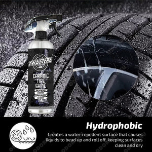 ODOROKU x Two Steps Detailing Ceramic Tire Shine 500ml / 5 Litre Eco Refill Water Based Deep Wet Look Long Lasting Shine Hydrophobic UV Protection Tyre Shine Spray Tire Brightener Dressing - ODOROKU
