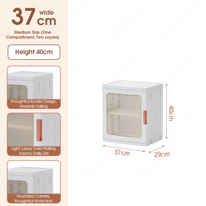 ODOROKU Foldable & Stackable Slim Storage Premium Cabinet with Wheels Adjustable Shelving Divider Plastic Storage Drawers Kitchen Organizer Shelf Rack Plastic Foldable Storage Box for Collapsible Room Clothes Organizers and Storage Wheeled Storage Rack - ODOROKU