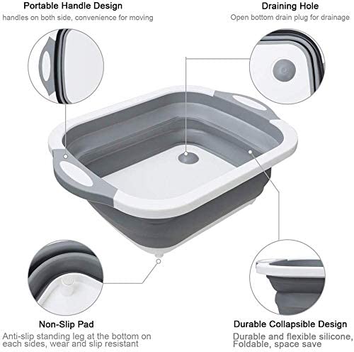 ODOROKU White Foldable Multifunction Chopping Board, Collapsible Cutting Board, Dish Tub Basin For Ingredient Washing - ODOROKU
