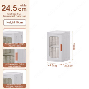 ODOROKU Foldable & Stackable Slim Storage Premium Cabinet with Wheels Adjustable Shelving Divider Plastic Storage Drawers Kitchen Organizer Shelf Rack Plastic Foldable Storage Box for Collapsible Room Clothes Organizers and Storage Wheeled Storage Rack - ODOROKU