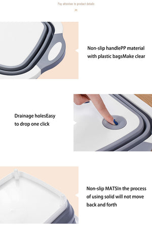 ODOROKU White Foldable Multifunction Chopping Board, Collapsible Cutting Board, Dish Tub Basin For Ingredient Washing - ODOROKU