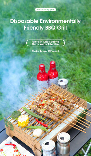 ODOROKU Single Use Biodegradable Mini Grill Portable & Disposable Grill Instant Fire Great for Outdoor Charcoal BBQ & Camping All Natural Material, Easy Set Up No Lighter Fluid Needed - ODOROKU