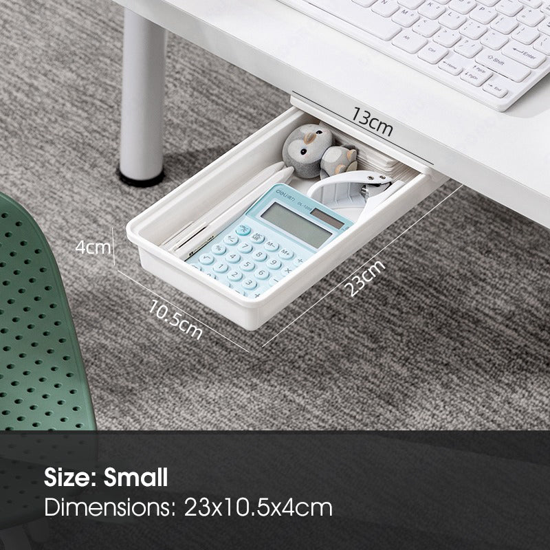 ODOROKU Self-Adhesive Under Desk Drawer Organizer Under Desk Storage Attachable Drawer Slide-out Desk Drawer Hidden Under Mounted Stick on Drawer for Office Home Stationery - ODOROKU