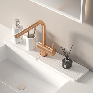 ODOROKU Quick Dry Absorbent Diatomite Sink Faucet Mat Kitchen Fast Drying Stone Tray Sink Splash Guard Anti Skid Absorption Pad for Basin Grey Wh - ODOROKU