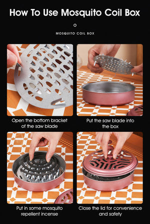 ODOROKU Stainless Steel Mosquito Coil Holder Mosquito Coil Incense Burner Incense Box Mosquito Coil Boxfor Outdoor use, Pool Side, Patio, Deck, Camping, Hiking, etc - ODOROKU