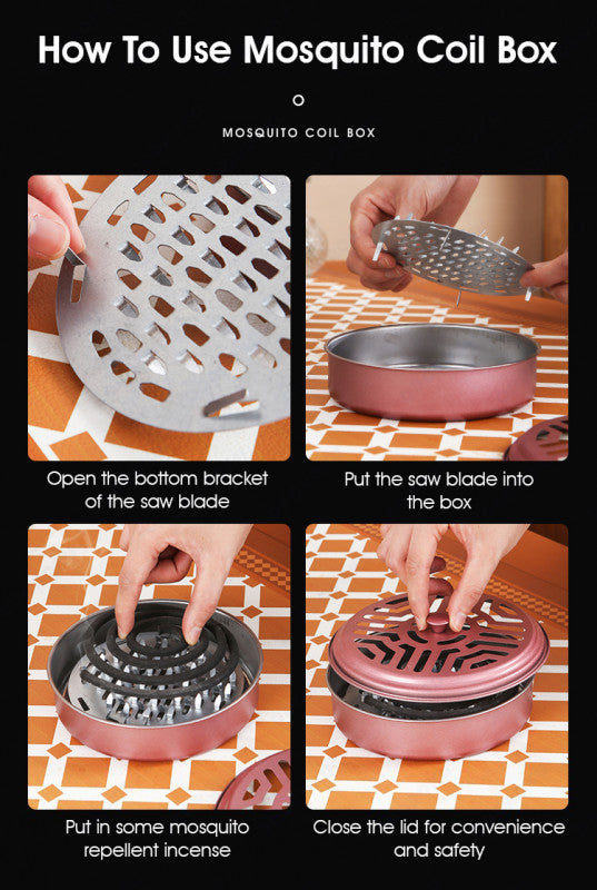 ODOROKU Stainless Steel Mosquito Coil Holder Mosquito Coil Incense Burner Incense Box Mosquito Coil Boxfor Outdoor use, Pool Side, Patio, Deck, Camping, Hiking, etc - ODOROKU