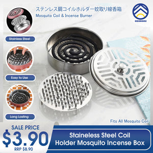 ODOROKU Stainless Steel Mosquito Coil Holder Mosquito Coil Incense Burner Incense Box Mosquito Coil Boxfor Outdoor use, Pool Side, Patio, Deck, Camping, Hiking, etc - ODOROKU