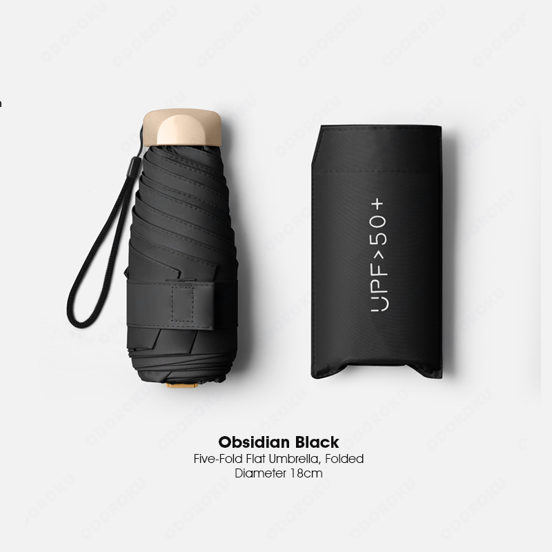 ODOROKU UV Protection Lightweight Mini Pocket Umbrella Ultra Light Windproof Folding Umbrellas Small Pocket Sunny Six-Folds Small Umbrella Capsule Foldable Umbrella - ODOROKU