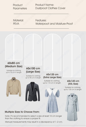 ODOROKU Hanging Transparent Clothes Dust Cover Garment Bag Clothes Organizer Garment Cover Bag Suit Overcoat Dustproof Plastic Cover For Cloth Storage Protector Garment - ODOROKU