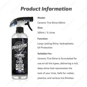 ODOROKU x Two Steps Detailing Ceramic Tire Shine 500ml / 5 Litre Eco Refill Water Based Deep Wet Look Long Lasting Shine Hydrophobic UV Protection Tyre Shine Spray Tire Brightener Dressing - ODOROKU