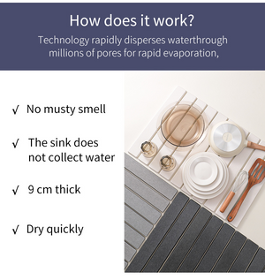 ODOROKU Rollable & Foldable Hard Diatomite Floor Mat Diatomaceous Earth Bath Mat Fast Absorbing Non-Slip Diatom Hard Bathroom Mat - ODOROKU