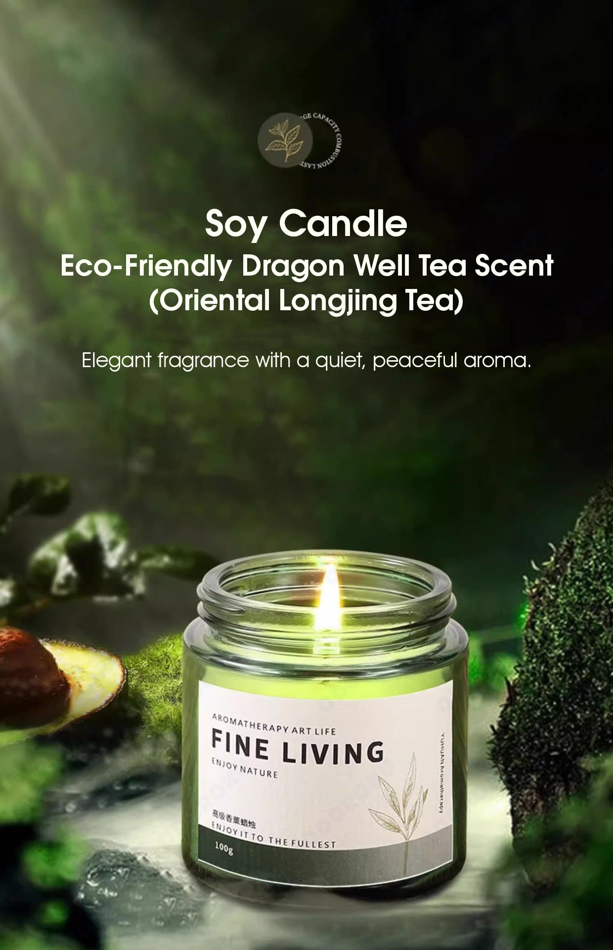 ODOROKU Handmade Fragrance Natural Soy Wax Scented Candle 100g Aromatherapy Scented Candle Essential Oil Air Freshener Odor Eliminator