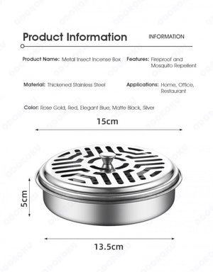 ODOROKU Stainless Steel Mosquito Coil Holder Mosquito Coil Incense Burner Incense Box Mosquito Coil Boxfor Outdoor use, Pool Side, Patio, Deck, Camping, Hiking, etc - ODOROKU