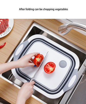 ODOROKU White Foldable Multifunction Chopping Board, Collapsible Cutting Board, Dish Tub Basin For Ingredient Washing - ODOROKU