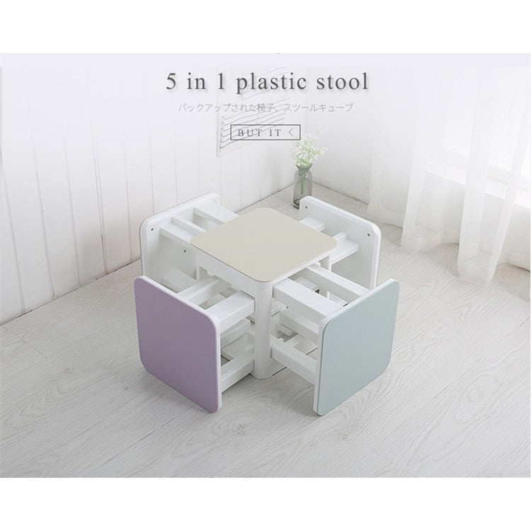 ODOROKU 5 In 1 Ottoman Stool Space Saving Stool Foldable Chair Customizable Rectangular Bench Living Room Chair