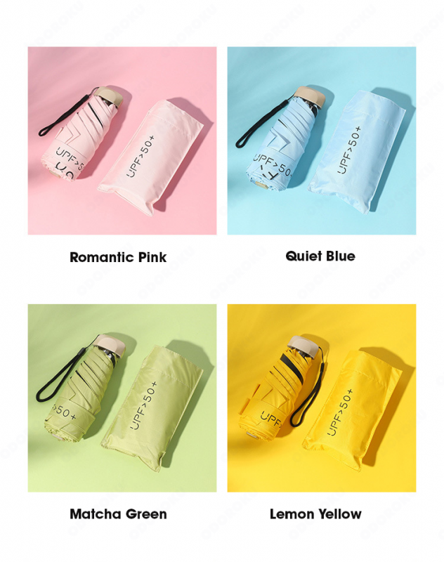 ODOROKU UV Protection Lightweight Mini Pocket Umbrella Ultra Light Windproof Folding Umbrellas Small Pocket Sunny Six-Folds Small Umbrella Capsule Foldable Umbrella - ODOROKU