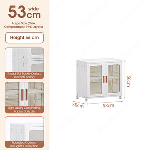 ODOROKU Foldable & Stackable Slim Storage Premium Cabinet with Wheels Adjustable Shelving Divider Plastic Storage Drawers Kitchen Organizer Shelf Rack Plastic Foldable Storage Box for Collapsible Room Clothes Organizers and Storage Wheeled Storage Rack - ODOROKU