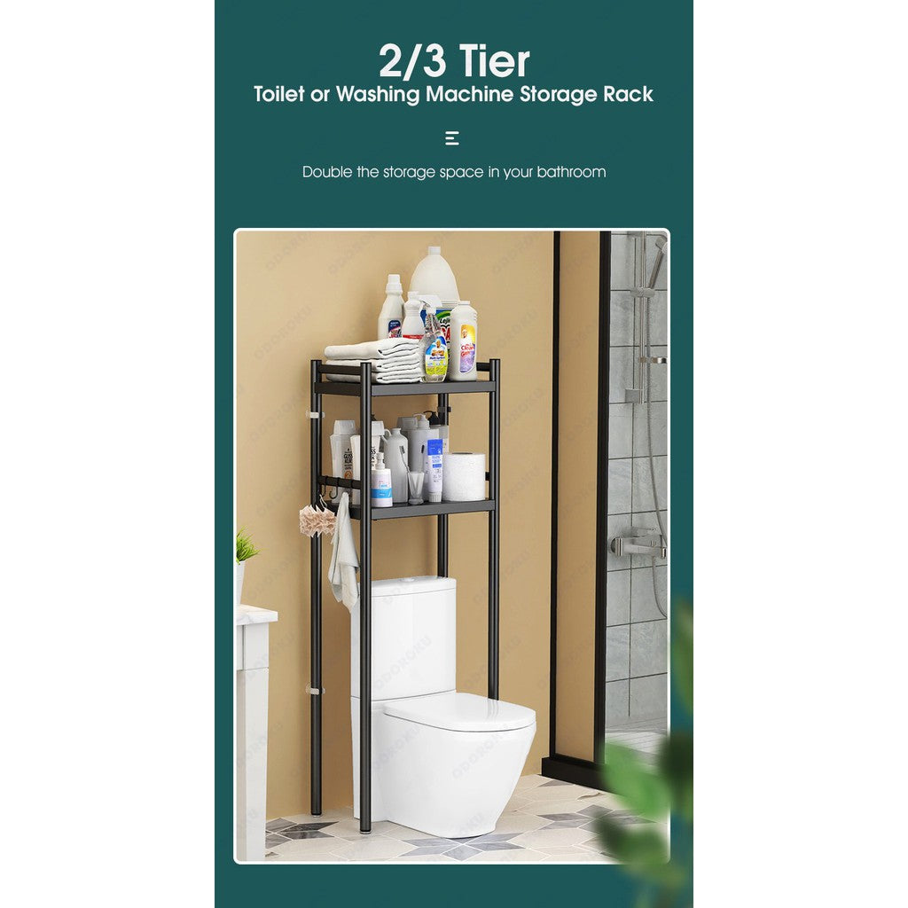 ODOROKU 2/3 Tier Washing Machine Toilet Storage Rack Over-The-Toilet Cabinet Bathroom Organizer Bathroom Space Saver
