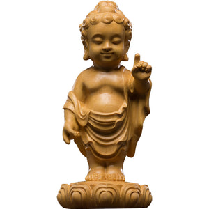 ODOROKU Yellow Box Wood Buddha and Bodhisattva Statue Hand Carved Yellow Wood Statue Standing Sitting Sculpture Handmade Figurine - ODOROKU