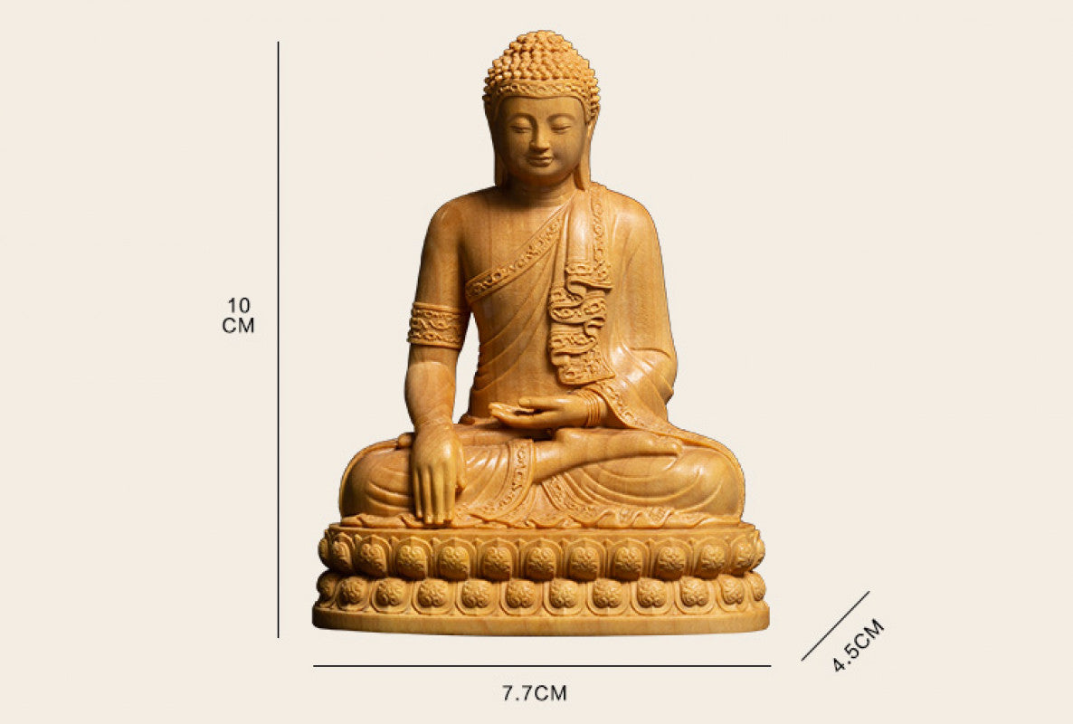 ODOROKU Yellow Box Wood Buddha and Bodhisattva Statue Hand Carved Yellow Wood Statue Standing Sitting Sculpture Handmade Figurine - ODOROKU