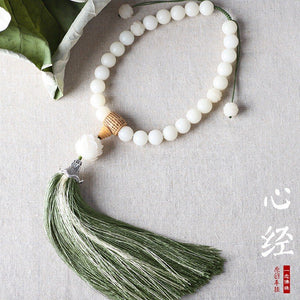 The Heart Sutra Lotus Car Hanging Pendant Adjustable Length White Bodhi Boxwood Material Adjustable Length - ODOROKU