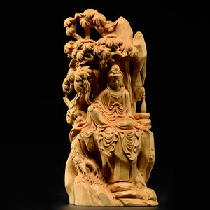 ODOROKU Yellow Box Wood Buddha and Bodhisattva Statue Hand Carved Yellow Wood Statue Standing Sitting Sculpture Handmade Figurine - ODOROKU