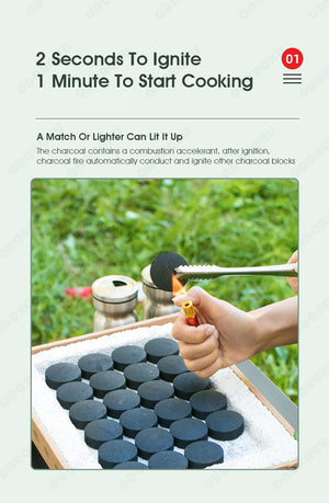 ODOROKU Single Use Biodegradable Mini Grill Portable & Disposable Grill Instant Fire Great for Outdoor Charcoal BBQ & Camping All Natural Material, Easy Set Up No Lighter Fluid Needed - ODOROKU
