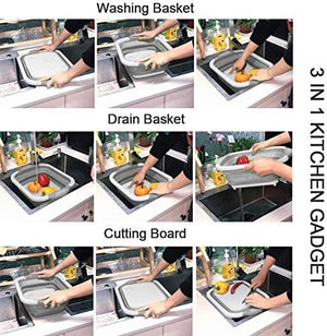 ODOROKU White Foldable Multifunction Chopping Board, Collapsible Cutting Board, Dish Tub Basin For Ingredient Washing - ODOROKU