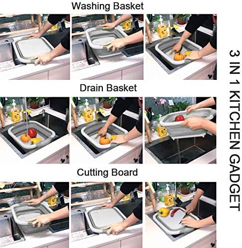 ODOROKU White Foldable Multifunction Chopping Board, Collapsible Cutting Board, Dish Tub Basin For Ingredient Washing - ODOROKU