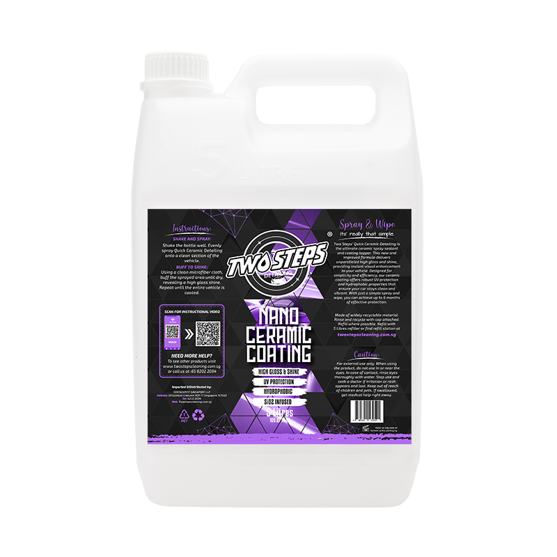 ODOROKU x Two Steps Detailing Nano Ceramic Coating 500ml / 5 Litre Eco Refill SiO2 Infused Ultra Hydrophobic Coating Polishing Paint Showroom Shine Rapid Ceramic Paint Sealant Spray - ODOROKU