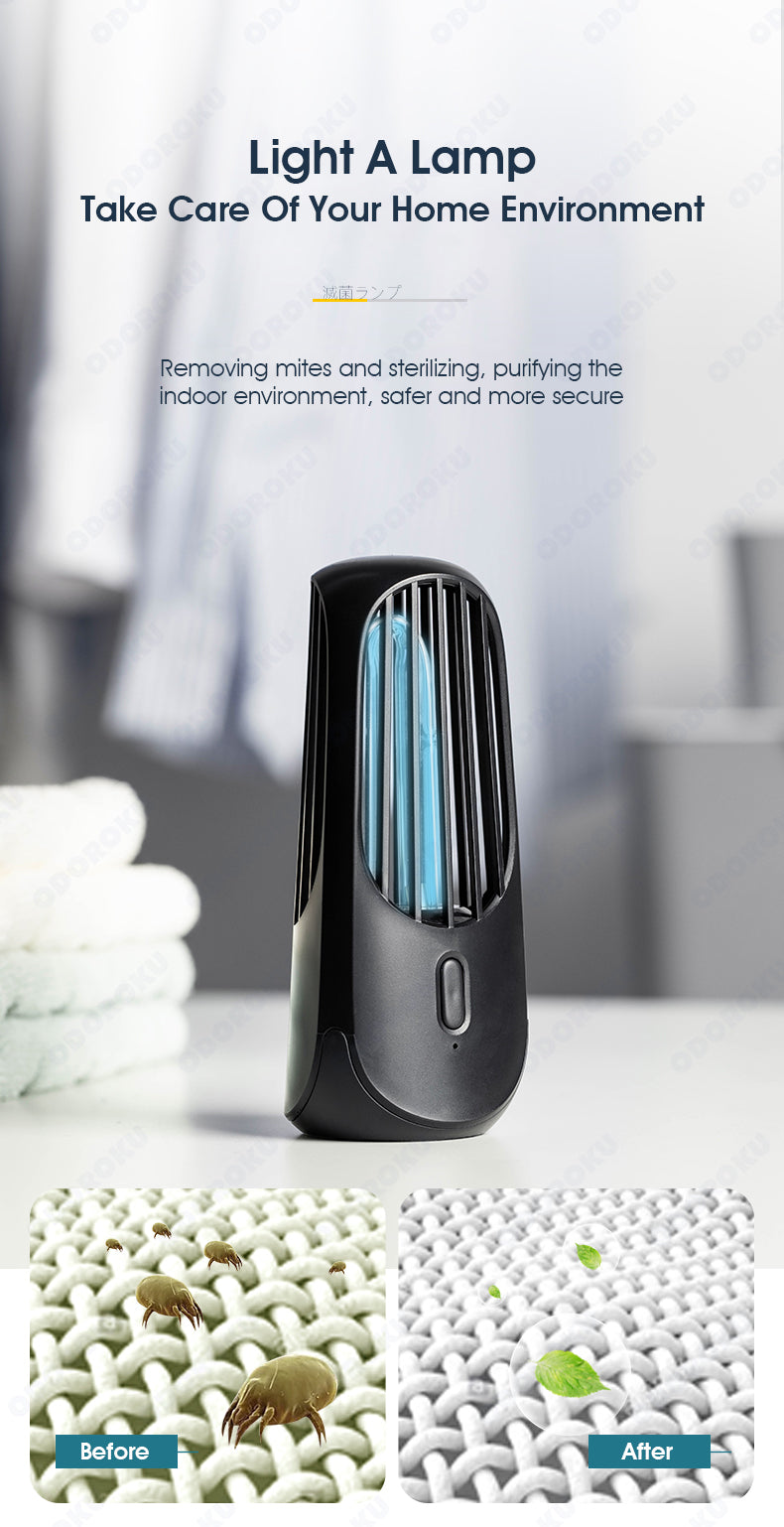 ODOROKU UV Light Sanitizer & Ultraviolet Sterilizer Lamp Portable UV Cleaner for Home, Travel, Room - ODOROKU