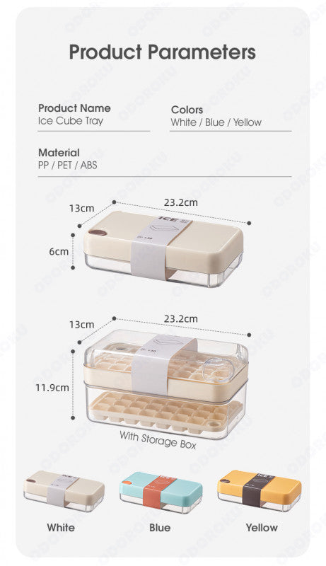 ODOROKU 30/60 Pcs Ice Cubes One Button Press Release Ice Cube Tray with Lid and Bin Double Layer Quick Release Design Ice Storage Box Ice Maker Mold for Freezer with Container Food Grade BPA Free - ODOROKU