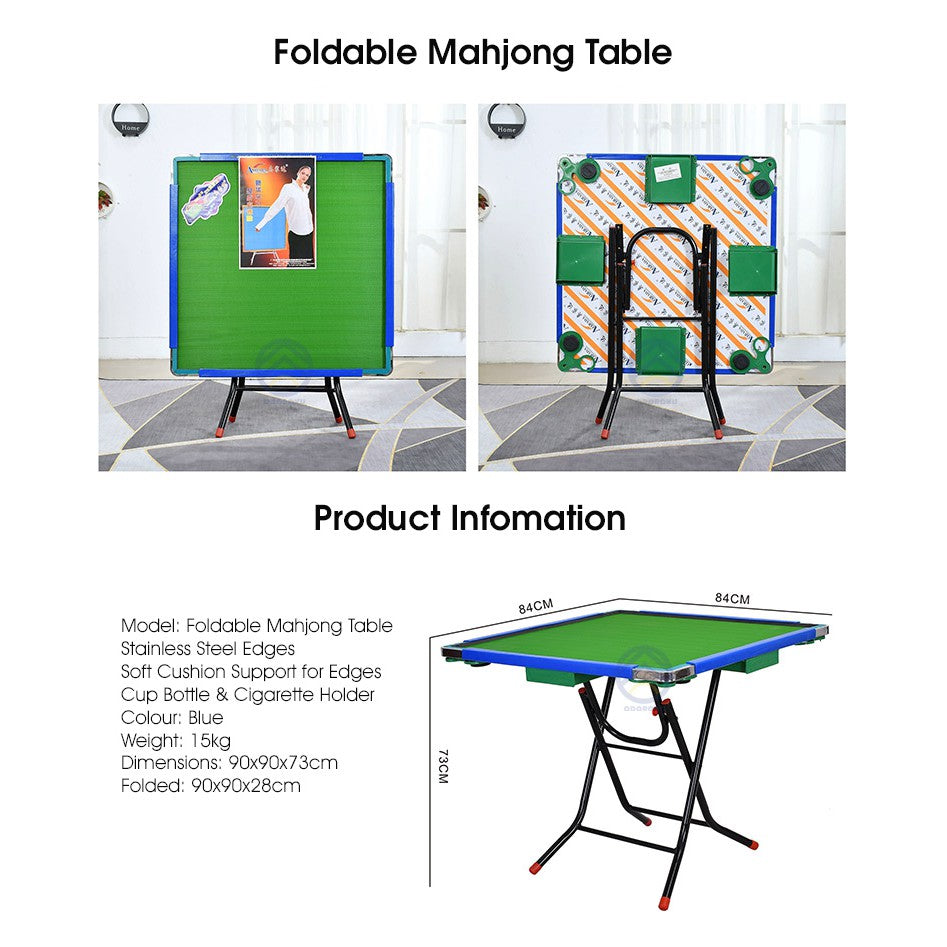 ODOROKU Foldable Mahjong Table 90x90x73cm Folding Table Traditional Mahjong Table Large Size