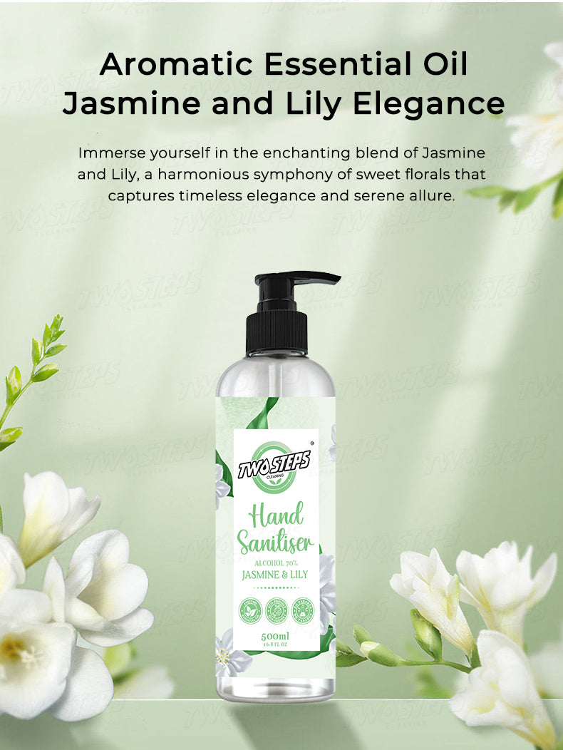 ODOROKU x Two Steps Cleaning Hand Sanitizer Alcohol 70% 500ml / 5 Litre - Jasmine & Lily Kills 99% Bacteria Moisturizing Safe for Sensitive Hands