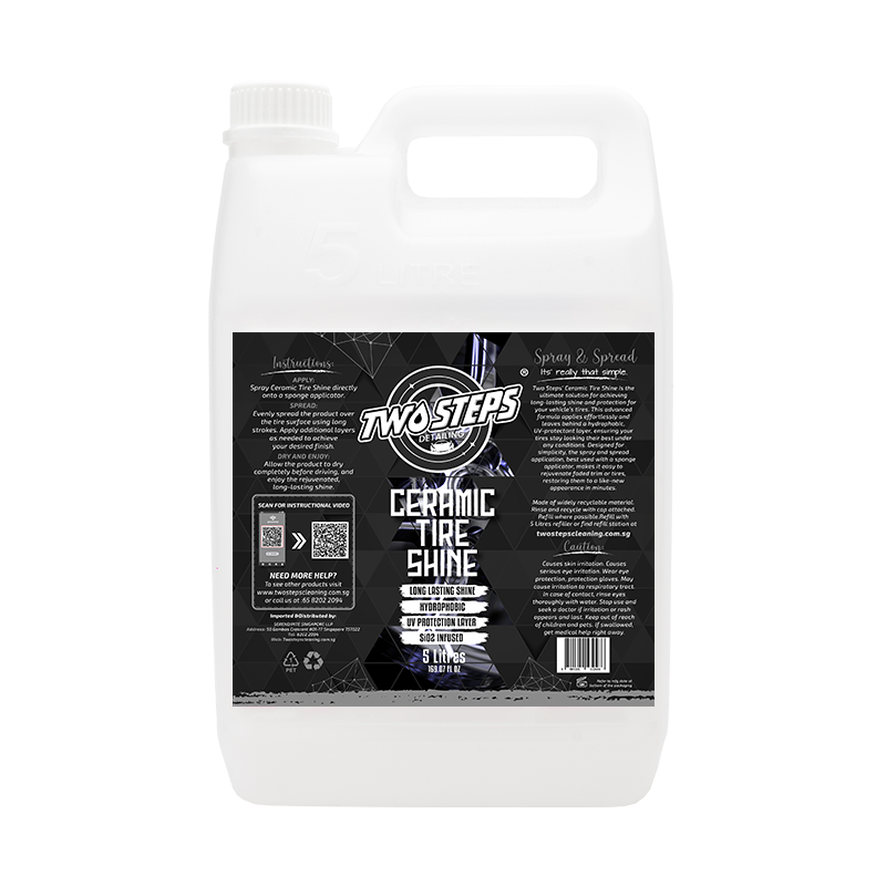 ODOROKU x Two Steps Detailing Ceramic Tire Shine 500ml / 5 Litre Eco Refill Water Based Deep Wet Look Long Lasting Shine Hydrophobic UV Protection Tyre Shine Spray Tire Brightener Dressing - ODOROKU