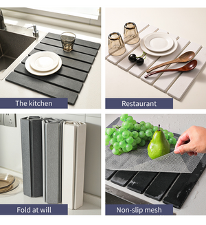 ODOROKU Rollable & Foldable Hard Diatomite Floor Mat Diatomaceous Earth Bath Mat Fast Absorbing Non-Slip Diatom Hard Bathroom Mat - ODOROKU